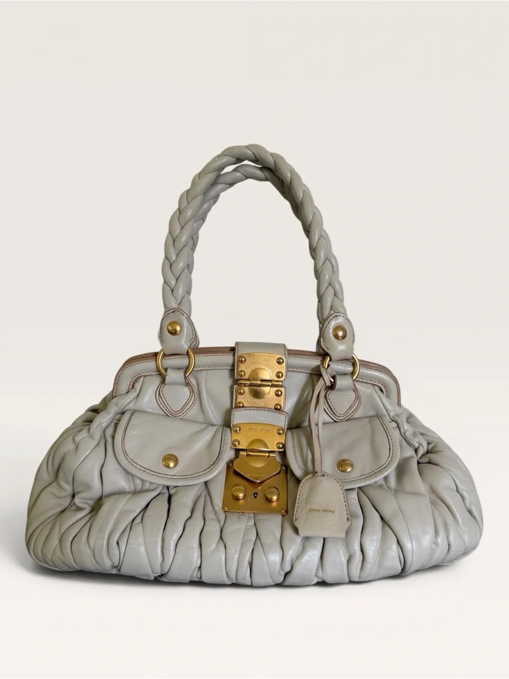Miu Miu | Bags | Vintage Miu Miu Ivory Matelass Leather Satchel
